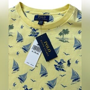 Polo Ralph Lauren Boys XL 18-20 Sail Boat‎ T-Shirt Yellow & Blue NWTS Polo Logo